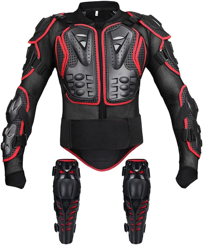 摩托车防护夹克全身盔甲,*胸部保护装备,带护膝,适用于运动越野赛 mtb